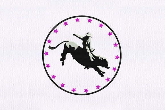Bull Riding Cowboy Embroidery Design