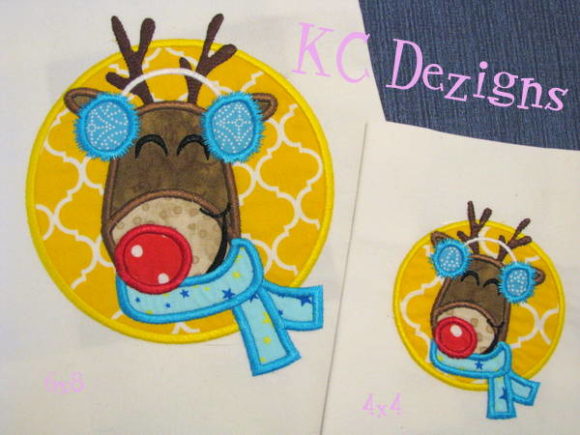 Christmas Rudolph Circle Applique