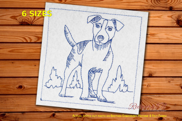 Jack Russell Terrier Redwork Embroidery