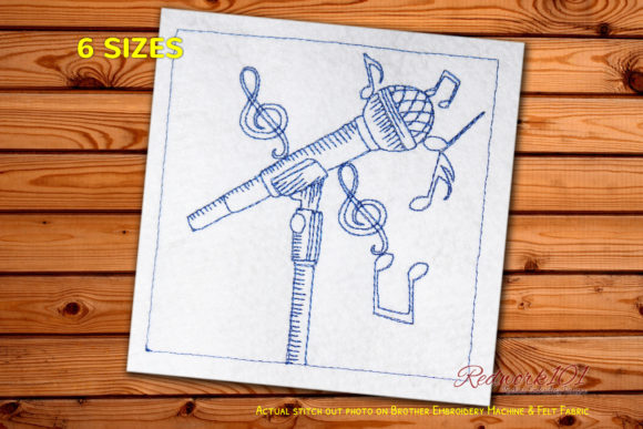 Microphone Redwork: A Charming Music Embroidery Design