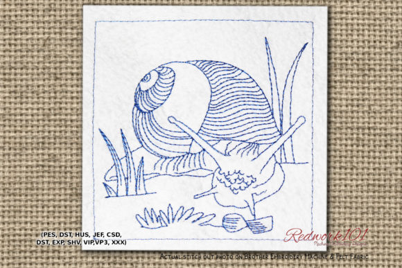Roman Snail Redwork Design