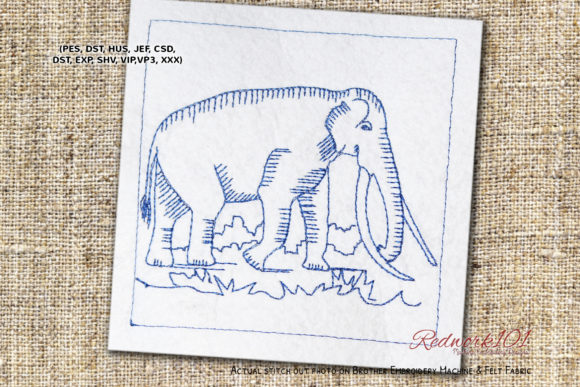 Straight-tusked Elephant Embroidery Design Review